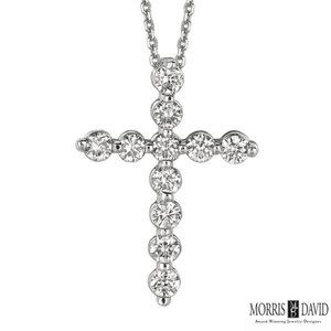 1.00 Carat Natural Diamond Cross Necklace